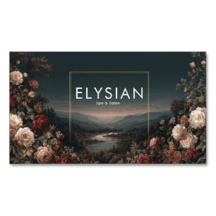 Gothic Moody Rose River Landscape Gold Frame Magnetic Business Card