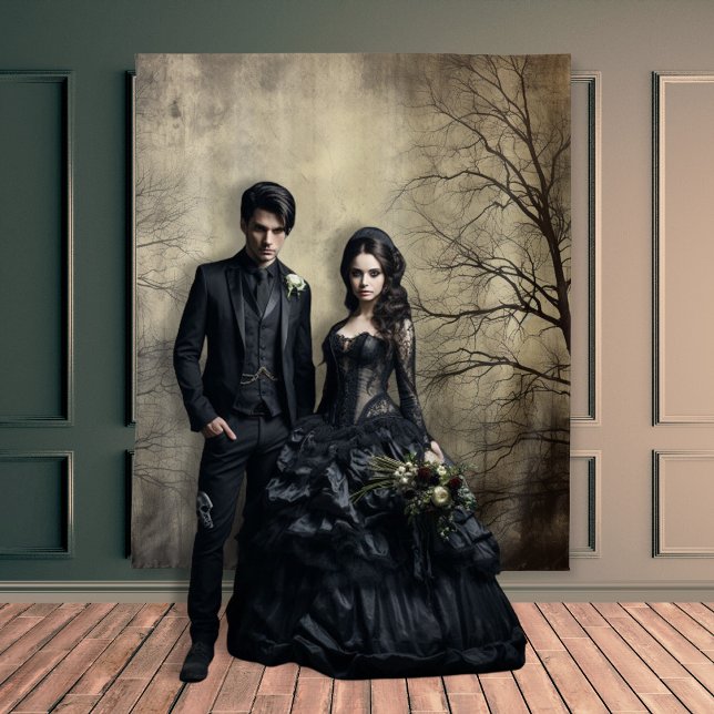 Gothic Moody Scenes Dark Forest Cream & Black Tapestry (Creator Uploaded)