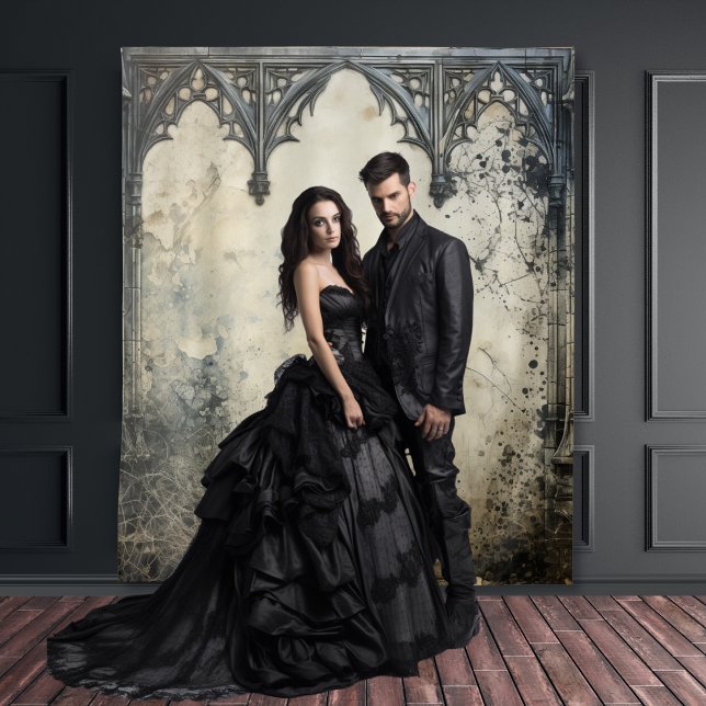 Gothic Moody Scenes Vintage Arches Cream & Black Tapestry (Creator Uploaded)