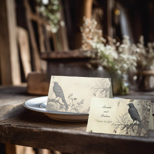 Gothic Moody Scenes Vintage Cream & Black Place Card