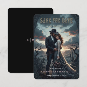 Gothic Moody Western Cowboy Wedding Save The Date