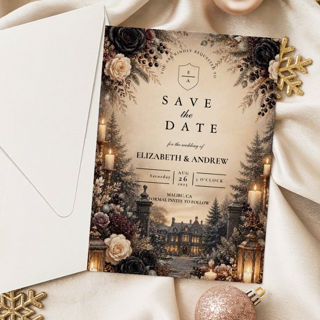 Gothic Moody Winter Wedding Save The Date (Creator Uploaded)