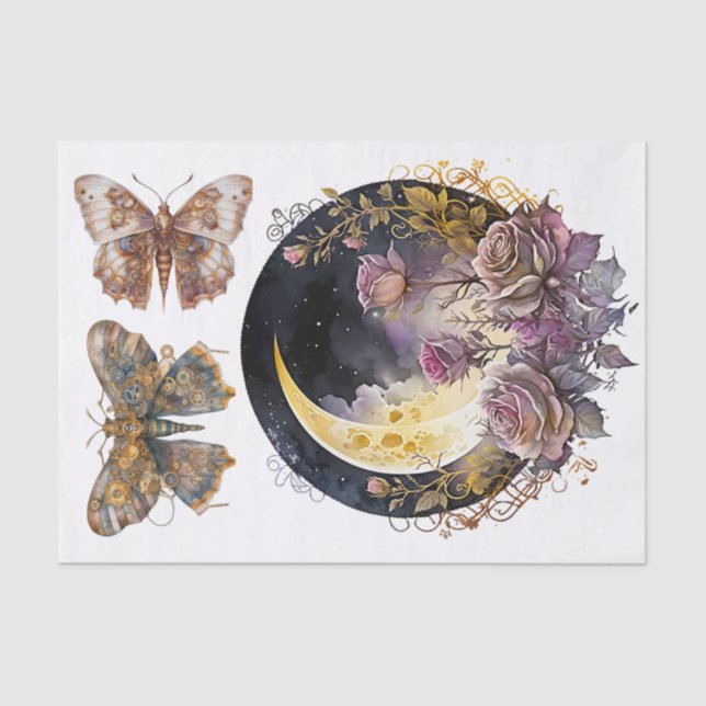 Gothic moon and steampunk  1 Art for Decoupage Tissue Paper (Front)