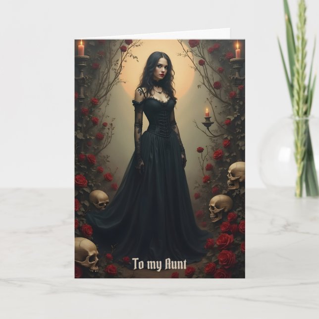 Gothic Moon Aunt Birthday Card (Front)