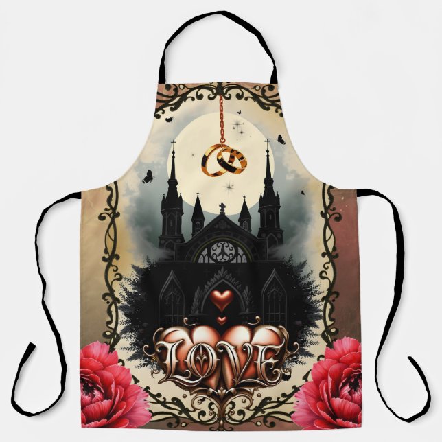 Gothic Moon –Eternal Love Beneath the Midnight Sky Apron (Front)