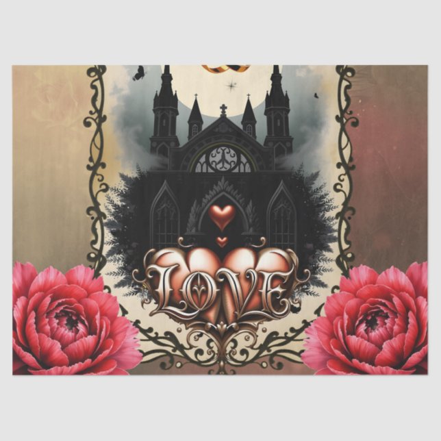 Gothic Moon –Eternal Love Beneath the Midnight Sky Tissue Paper (Front)
