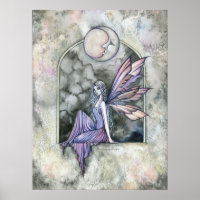 Gothic Moon Fairy Art Poster Print