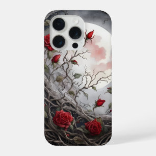 Gothic Moon & Red Rose iPhone 15 Pro Case