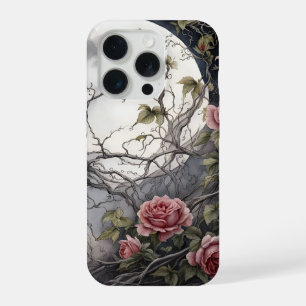 Gothic Moon & Red Rose iPhone 15 Pro Case
