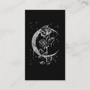 Gothic Moon Rose Crescent Witchy Art Business Card