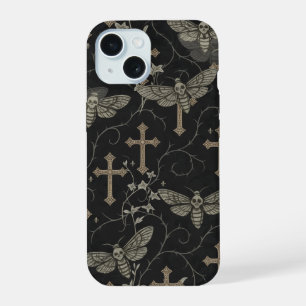 Gothic Moth & Cross Damask Phone Case