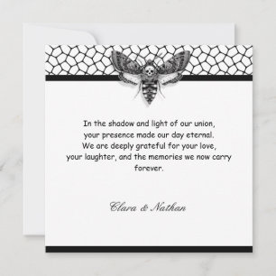 Gothic Moth Skull Wedding Black & white Invitation
