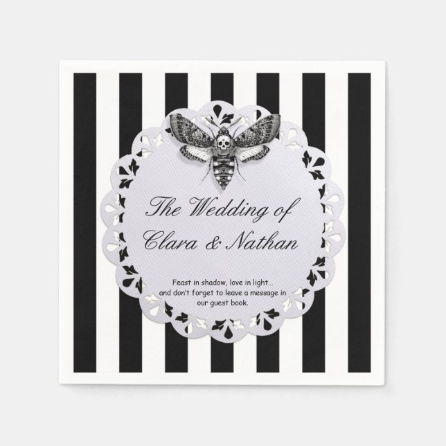 Gothic Moth Skull Wedding – Dark Elegant  Napkin (Front)