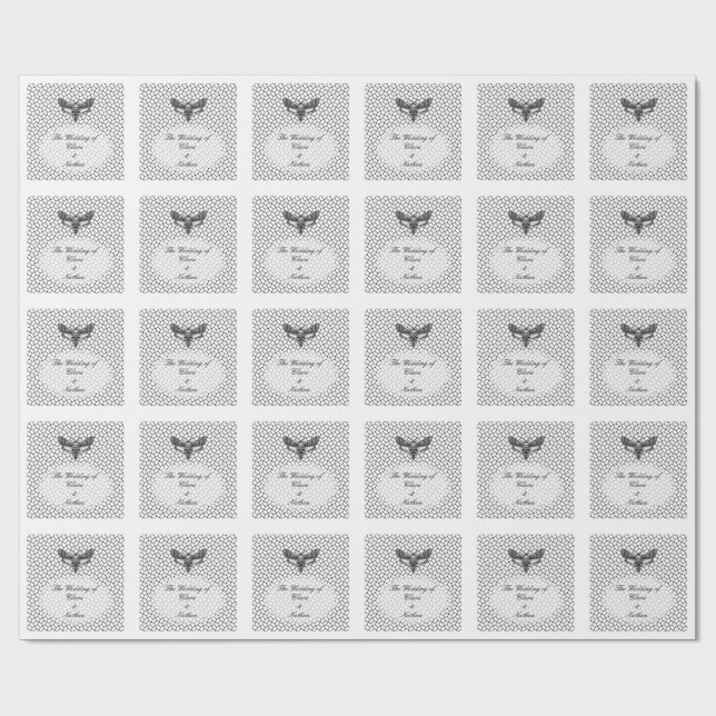 Gothic Moth Skull Wedding – Dark Elegant  Wrapping Paper (Flat)