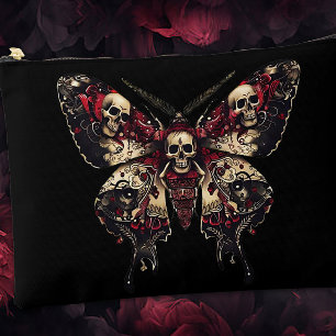 Gothic Moth with Skulls Accessory Pouch