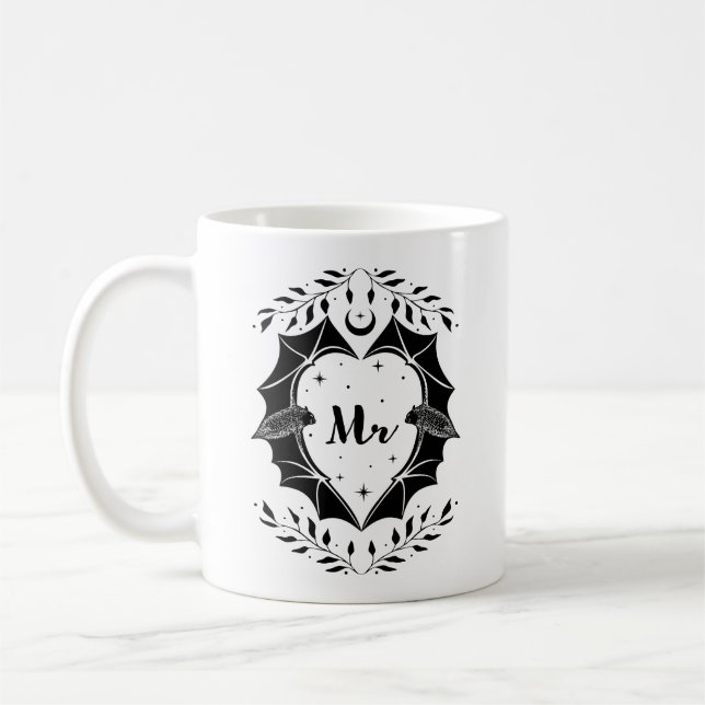 Gothic Mr Mug With Bats, Alternative Wedding Gift (Left)