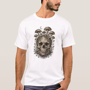 Gothic Mushroom Skull - Dark Cottagecore T-Shirt