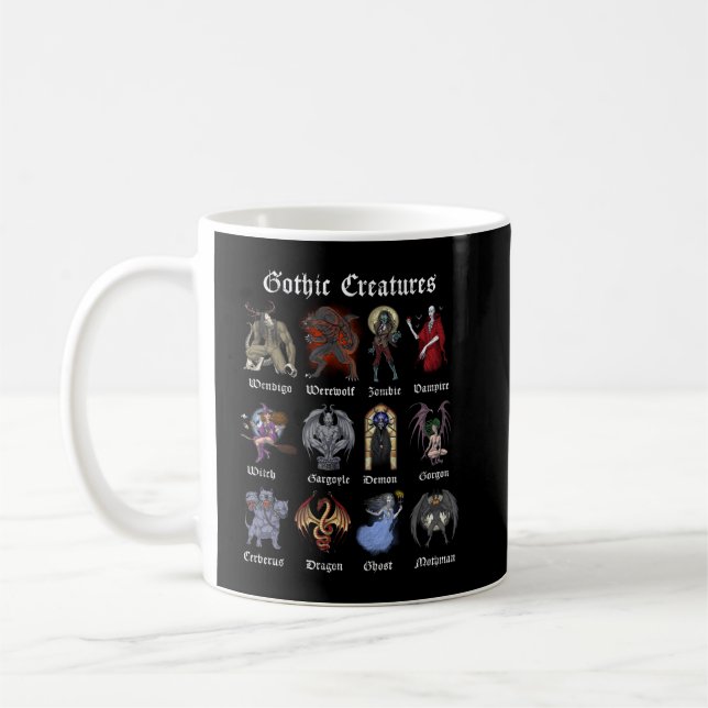 Gothic Mythical Creatures Coffee Mug (Left)