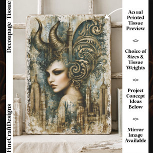 Gothic Mythical Woman Mixed Media FT6L Decoupage Tissue Paper