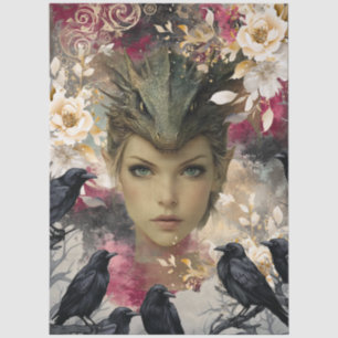 Gothic Mythological Nymph Fantasy Dragon Collage Tissue Paper
