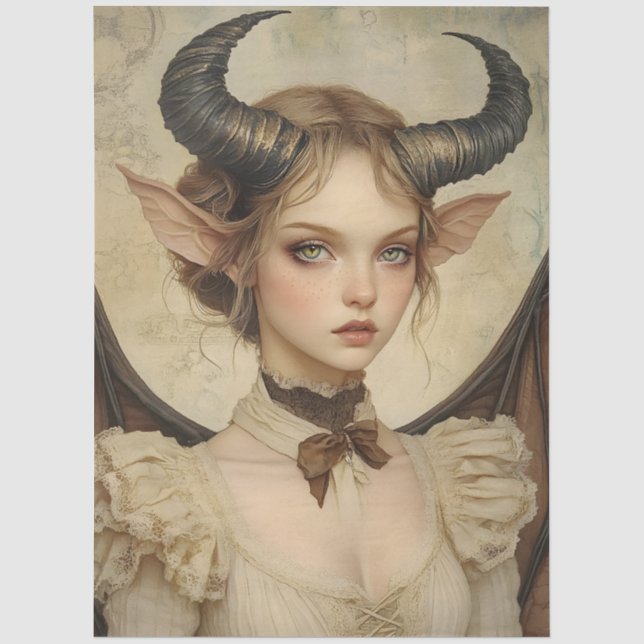 Gothic Mythological Nymph Fantasy Dragon Tissue Paper (Front)