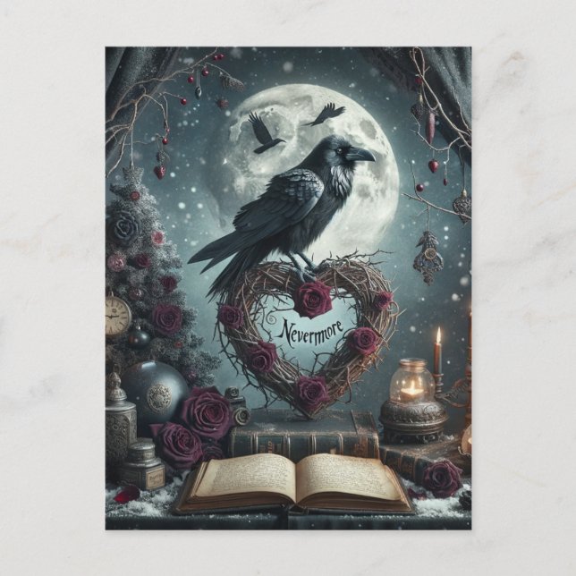 Gothic Nevermore Raven Postcard (Front)