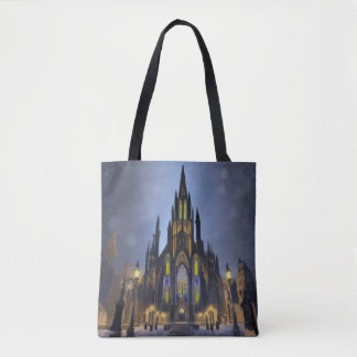 Gothic Night Cathedral Tote Bag