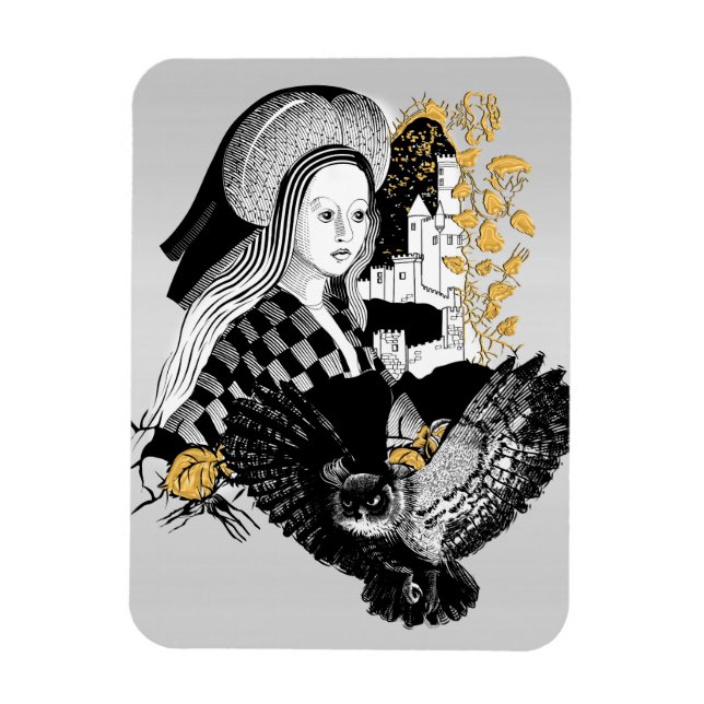 Gothic Night Owl and woman Magnet (Vertical)