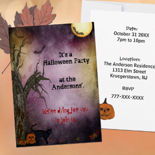 Gothic Night Sky Halloween Party Invitation