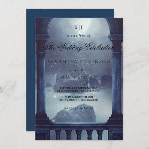Gothic Night Window Snowing Wedding Invitation