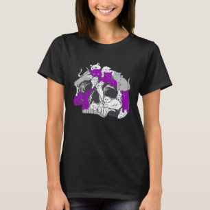 Gothic Occult Ace Cat Asexual Flag LGBQA Asexualit T-Shirt