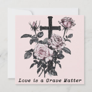 Gothic Occult Cemetery Roses and cross Card