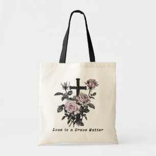 Gothic Occult Cemetery Roses and cross Tote Bag