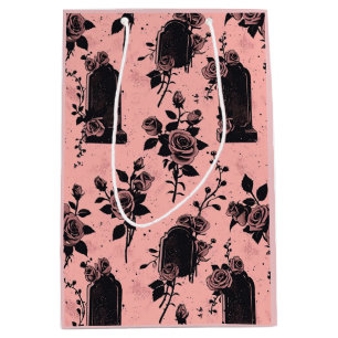 Gothic Occult Pink Cemetery roses Medium Gift Bag