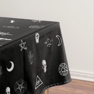 Gothic Occult Symbols Pattern Tablecloth