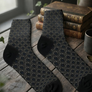 Gothic Onyx Damask Raven Socks