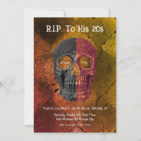 Gothic Orange Black Half Skull RIP To His 20s