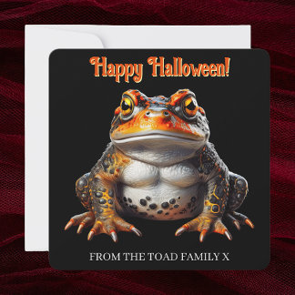 Gothic Orange & Black Toad Happy Halloween Card