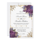 Gothic Ornate Dark Purple Floral Gold Wedding