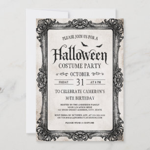 Gothic Ornate Frame Halloween Costume Party Invitation