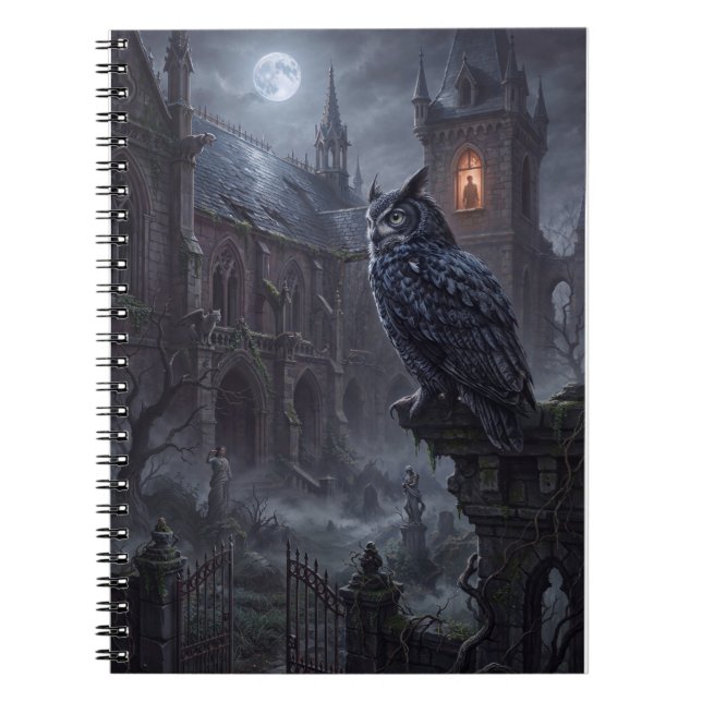Gothic Owl Dark Night Art Print Notebook (Front)