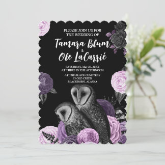 Gothic Owls Wedding Invitation