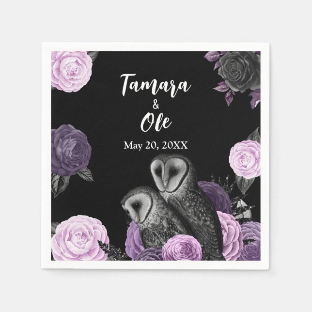 Gothic Owls Wedding  Napkin (Front)