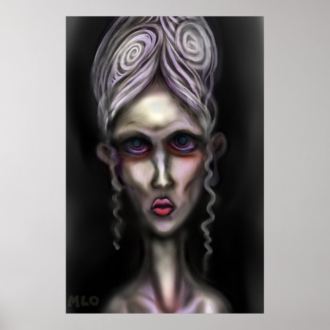 Gothic Pale Spooky Woman Ghost Haunted House Art Poster (Front)