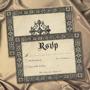 Gothic Parchment Medieval Until Death Wedding RSVP Card