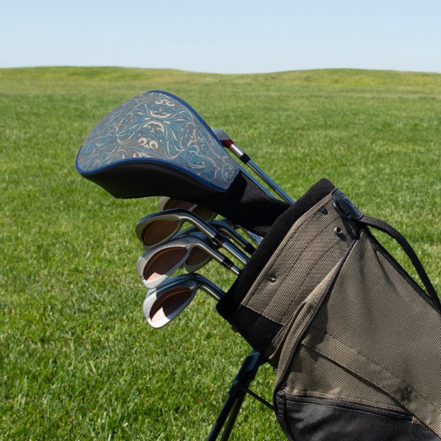 Gothic Pattern Blue Golf Head Cover (In Situ)
