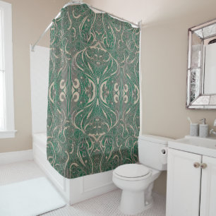 Gothic Pattern Green Shower Curtain