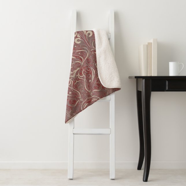 Gothic Pattern Red Sherpa Blanket (In Situ)