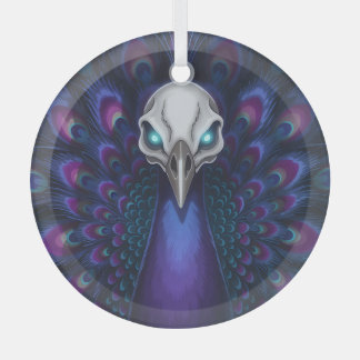 Gothic Peacock Skull Glass Tree Decoration