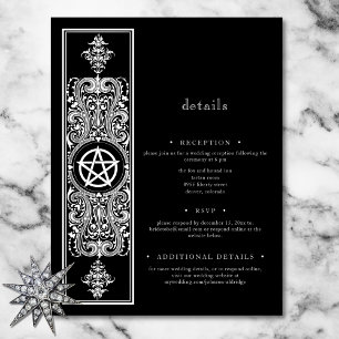 Gothic Pentagram Star Black White Wedding Enclosure Card